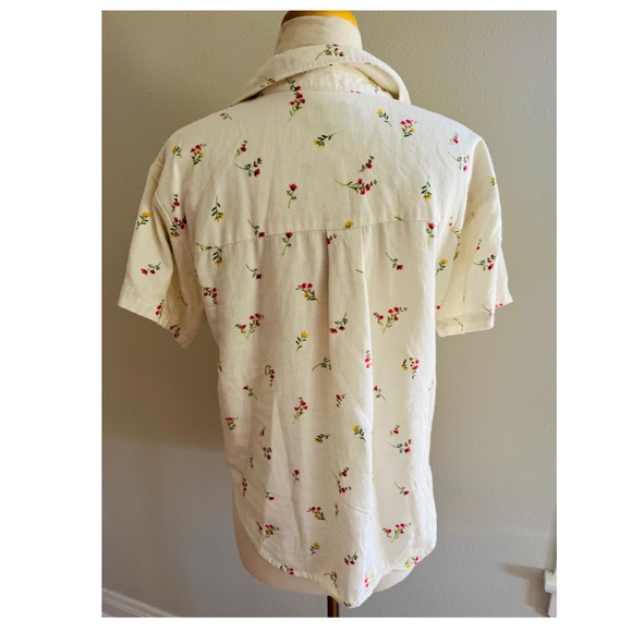 Rae Dunn Linen Blend Short Sleeved Blouse • L - Picture 5 of 6